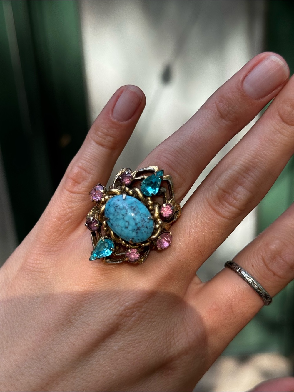 Vintage Turquoise Statement Cocktail Ring